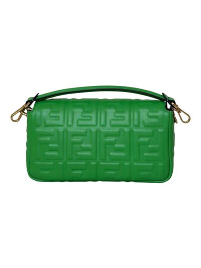 Fendi Medium Baguette Green FF Nappa Leather Shoulder Crossbody Bag 0191L Green 2523519