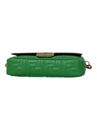 Fendi Medium Baguette Green FF Nappa Leather Shoulder Crossbody Bag 0191L Green 2523519