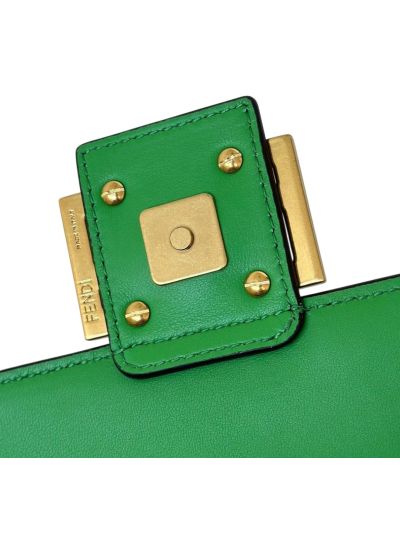 Fendi Medium Baguette Green FF Nappa Leather Shoulder Crossbody Bag 0191L Green 2523519