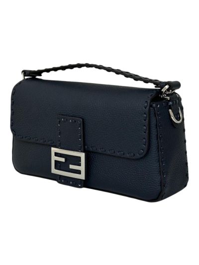 Fendi Medium Baguette Leather Shoulder Crossbody Bag Black 8610