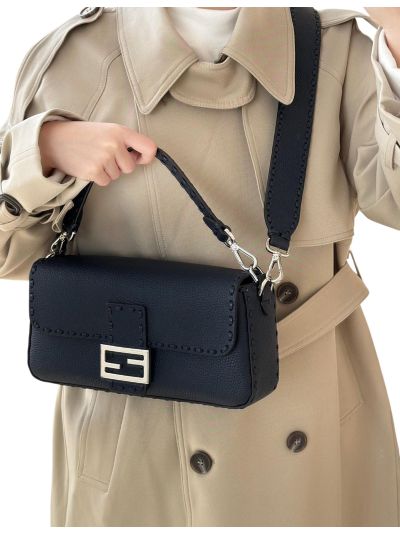 Fendi Medium Baguette Leather Shoulder Crossbody Bag Black 8610 Black 861 2523534