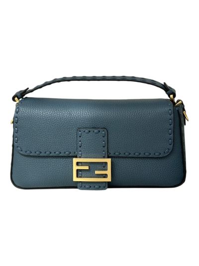Fendi Medium Baguette Leather Shoulder Crossbody Bag Navy Blue 8610