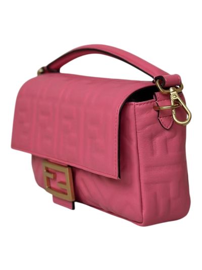 Fendi Medium Baguette Light Pink FF Nappa Leather Shoulder Crossbody Bag 0191L Pink 2523520