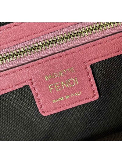 Fendi Medium Baguette Light Pink FF Nappa Leather Shoulder Crossbody Bag 0191L Pink 2523520