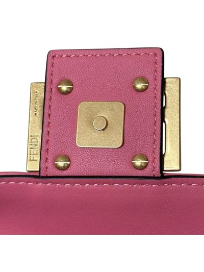 Fendi Medium Baguette Light Pink FF Nappa Leather Shoulder Crossbody Bag 0191L Pink 2523520