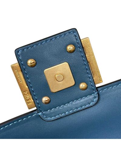 Fendi Medium Baguette Navy Blue FF Nappa Leather Shoulder Crossbody Bag 0135AM Navy 2523603