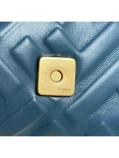 Fendi Medium Baguette Navy Blue FF Nappa Leather Shoulder Crossbody Bag 0135AM Navy 2523603