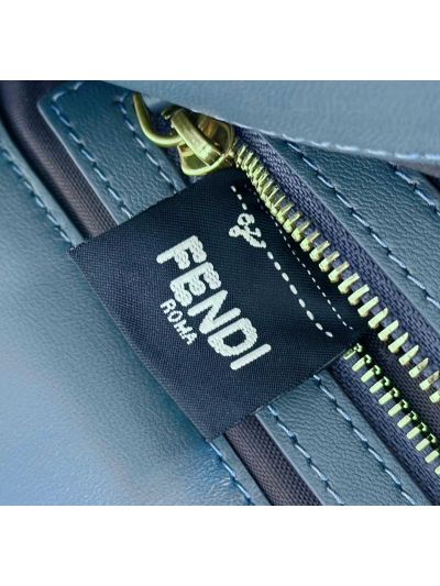 Fendi Medium Baguette Navy Blue FF Nappa Leather Shoulder Crossbody Bag 0135AM Navy 2523603