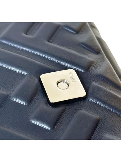 Fendi Medium Baguette Navy Blue FF Nappa Leather Shoulder Crossbody Bag 0135AM Navy 2523604