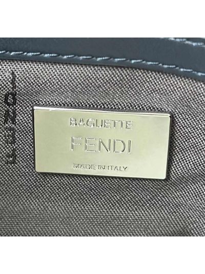 Fendi Medium Baguette Navy Blue FF Nappa Leather Shoulder Crossbody Bag 0135AM Navy 2523604