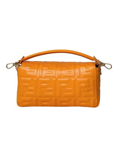 Fendi Medium Baguette Orange FF Nappa Leather Shoulder Crossbody Bag 0135AM Orange 2523602