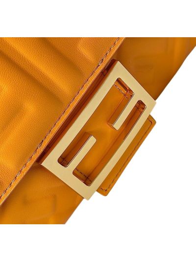 Fendi Medium Baguette Orange FF Nappa Leather Shoulder Crossbody Bag 0135AM Orange 2523602