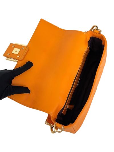 Fendi Medium Baguette Orange FF Nappa Leather Shoulder Crossbody Bag 0135AM Orange 2523602