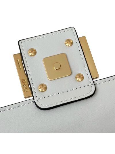 Fendi Medium Baguette White FF Nappa Leather Shoulder Crossbody Bag 0135AM White 2523599
