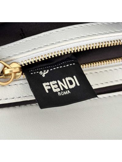 Fendi Medium Baguette White FF Nappa Leather Shoulder Crossbody Bag 0135AM White 2523599