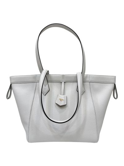 Fendi Medium Origami Dove Off White Leather Shopper Bucket Shoulder Bag 8626A