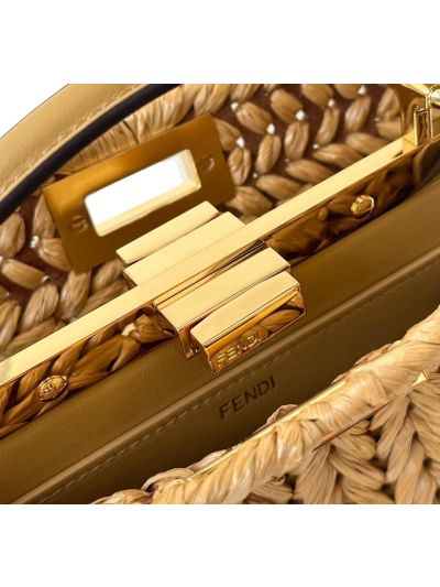 Fendi Medium Peekaboo ISeeU Petite Brown Camellia Braided Leather Bag 80138 Brown 2523737