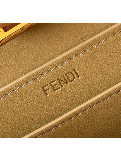 Fendi Medium Peekaboo ISeeU Petite Brown Camellia Braided Leather Bag 80138 Brown 2523737