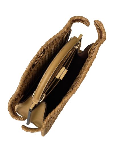 Fendi Medium Peekaboo ISeeU Petite Brown Camellia Braided Leather Bag 80138 Brown 2523737