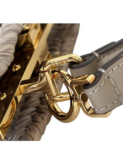 Fendi Medium Peekaboo ISeeU Petite Grey Camellia Braided Leather Bag 80138 Grey 2523735