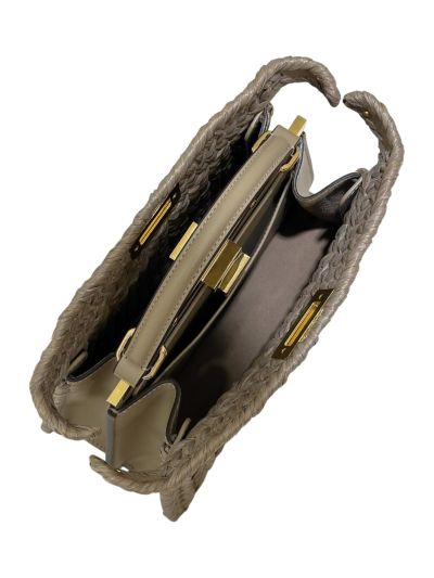 Fendi Medium Peekaboo ISeeU Petite Grey Camellia Braided Leather Bag 80138 Grey 2523735