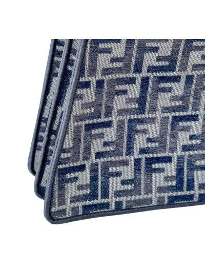 Fendi Medium Peekaboo Tote Shoulder Bag Navy Blue Tapestry Fabric A8670 Navy 2523707