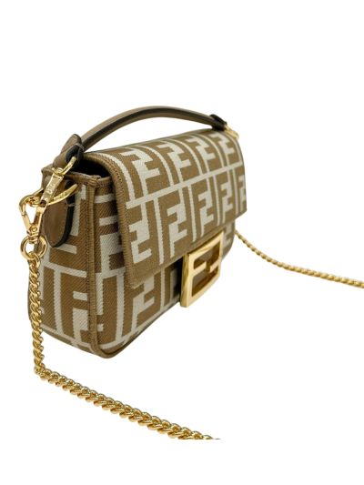 Fendi Mini Baguette Beige FF Jacquard Fabric Shoulder Crossbody Bag A8660 Beige 2523777