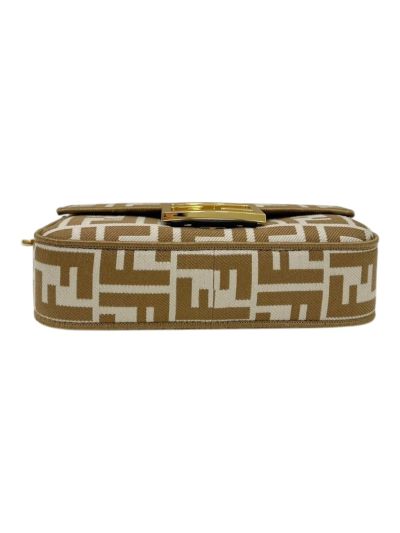 Fendi Mini Baguette Beige FF Jacquard Fabric Shoulder Crossbody Bag A8660 Beige 2523777