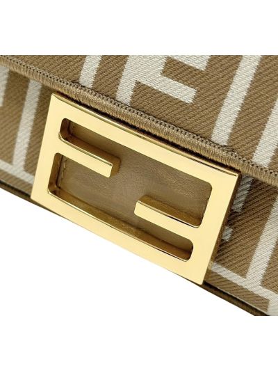 Fendi Mini Baguette Beige FF Jacquard Fabric Shoulder Crossbody Bag A8660 Beige 2523777