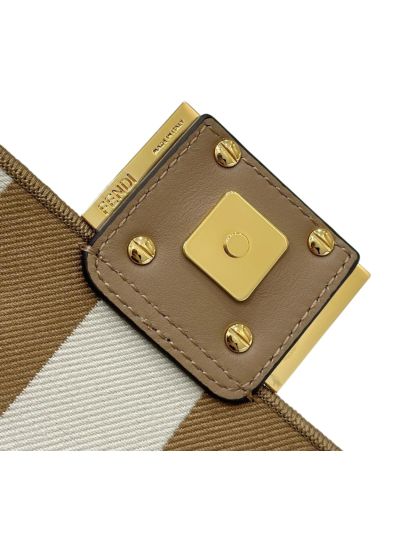 Fendi Mini Baguette Beige FF Jacquard Fabric Shoulder Crossbody Bag A8660 Beige 2523777