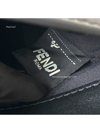 Fendi Mini Baguette Black FF Leather Shoulder Crossbody Bag 0135AS Black 2523551