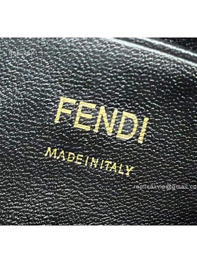 Fendi Mini Baguette Black FF Leather Shoulder Crossbody Bag 0135AS Black 2523551