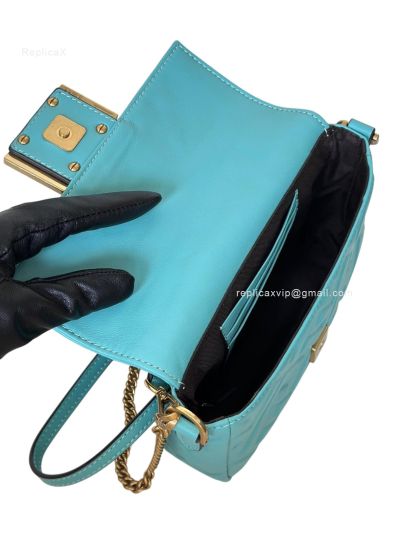 Fendi Mini Baguette Blue FF Leather Shoulder Crossbody Bag 0135AS Blue 2523538