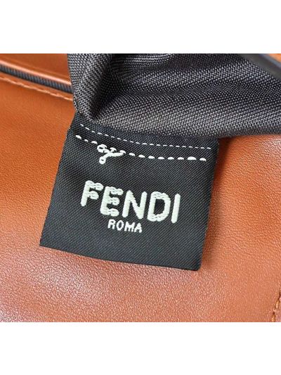 Fendi Mini Baguette Brown FF Leather Shoulder Crossbody Bag 0135AS Brown 2523542