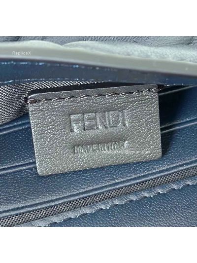 Fendi Mini Baguette Dark Blue FF Leather Shoulder Crossbody Bag 0135AS Blue 2523549