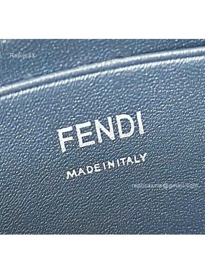 Fendi Mini Baguette Dark Blue FF Leather Shoulder Crossbody Bag 0135AS Blue 2523549
