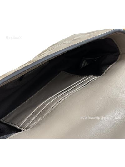 Fendi Mini Baguette Gray FF Leather Shoulder Crossbody Bag 0135AS Gray 2523540