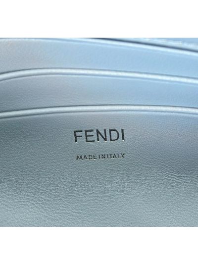 Fendi Mini Baguette Light Blue FF Leather Shoulder Crossbody Bag 0135AS Blue 2523545