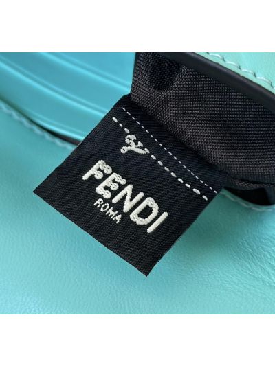 Fendi Mini Baguette Light Blue FF Leather Shoulder Crossbody Bag 0135AS Blue 2523547