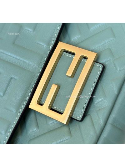 Fendi Mini Baguette Light Blue FF Leather Shoulder Crossbody Bag 0135AS Blue 2523550