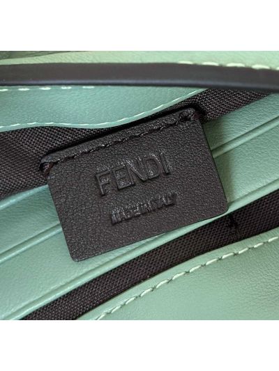 Fendi Mini Baguette Light Blue FF Leather Shoulder Crossbody Bag 0135AS Blue 2523550