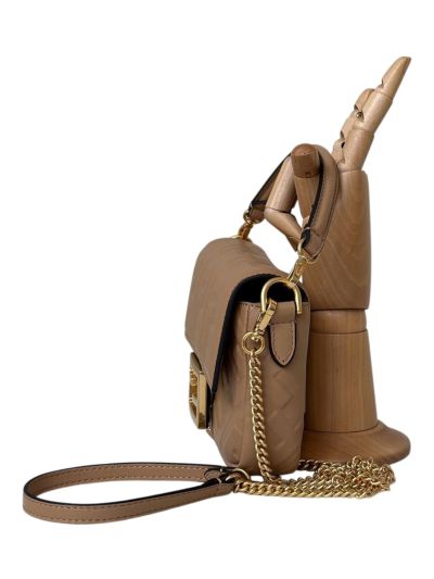 Fendi Mini Baguette Light Brown FF Leather Shoulder Crossbody Bag 0135AS Brown 2523544