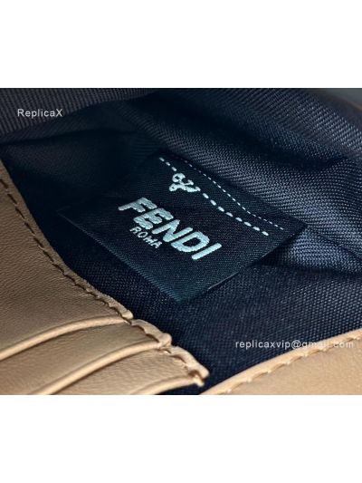 Fendi Mini Baguette Light Brown FF Leather Shoulder Crossbody Bag 0135AS Brown 2523544