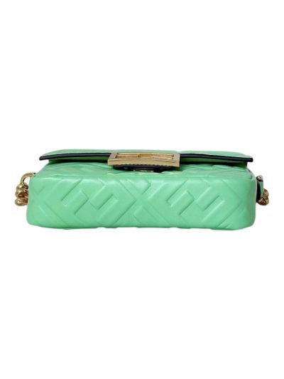 Fendi Mini Baguette Light Green FF Leather Shoulder Crossbody Bag 0135AS Green 2523543
