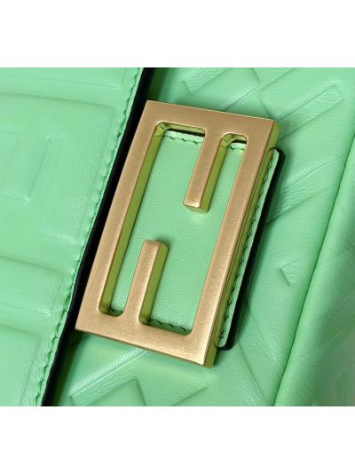 Fendi Mini Baguette Light Green FF Leather Shoulder Crossbody Bag 0135AS Green 2523543