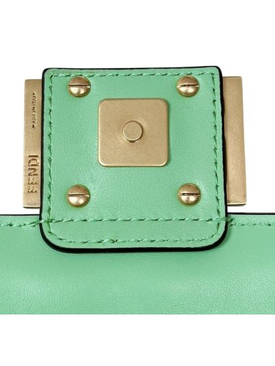 Fendi Mini Baguette Light Green FF Leather Shoulder Crossbody Bag 0135AS Green 2523543