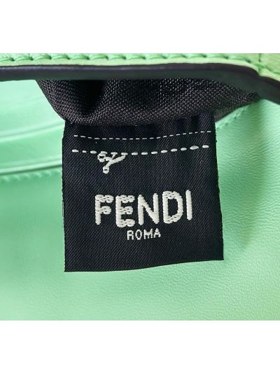 Fendi Mini Baguette Light Green FF Leather Shoulder Crossbody Bag 0135AS Green 2523543