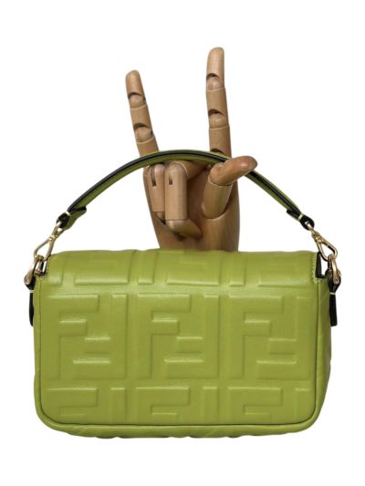 Fendi Mini Baguette Light Green FF Leather Shoulder Crossbody Bag 0135AS Green 2523546