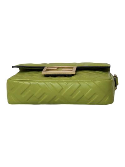 Fendi Mini Baguette Light Green FF Leather Shoulder Crossbody Bag 0135AS Green 2523546