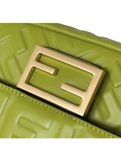 Fendi Mini Baguette Light Green FF Leather Shoulder Crossbody Bag 0135AS Green 2523546